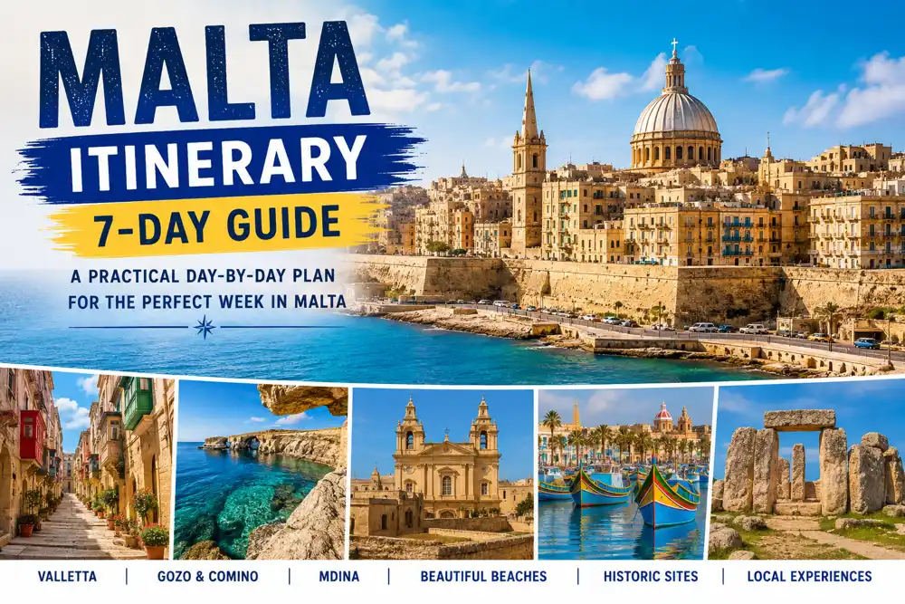 Malta itinerary with Valletta historic architecture and beautiful Mediterranean coastline